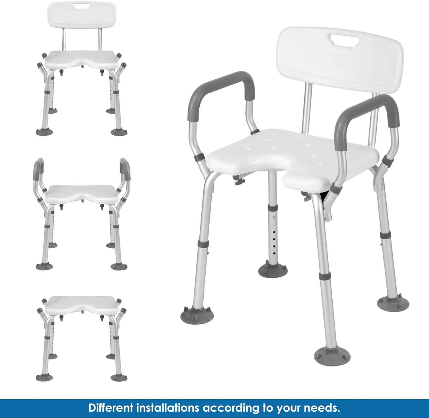 Heavy Duty Bathroom Shower Chair with Arms and Back