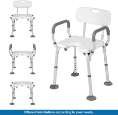 Heavy Duty Bathroom Shower Chair with Arms and Back
