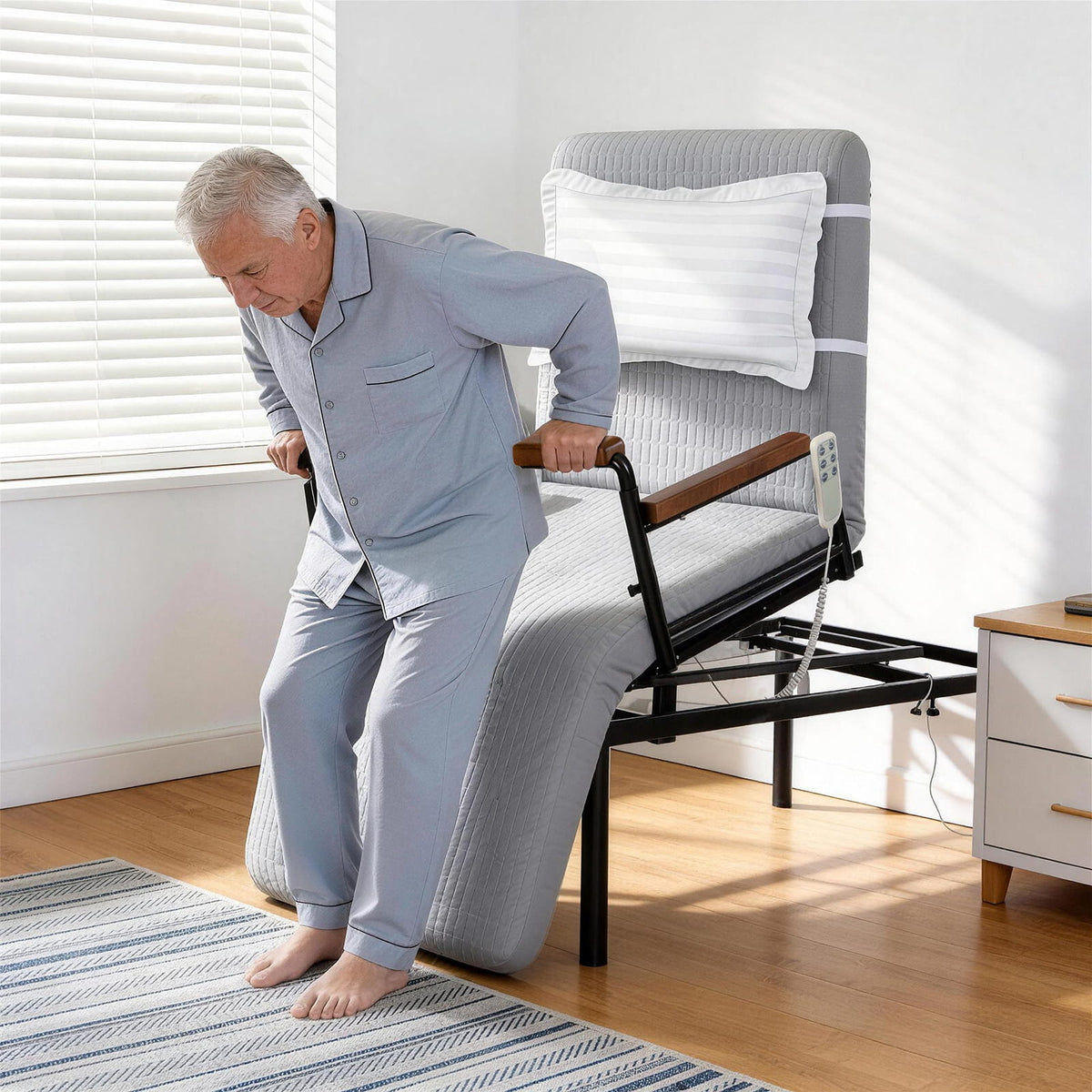 LivingCaring™ Power Lift Bed | 4-in-1 Electric Sit-to-Stand Chair Bed
