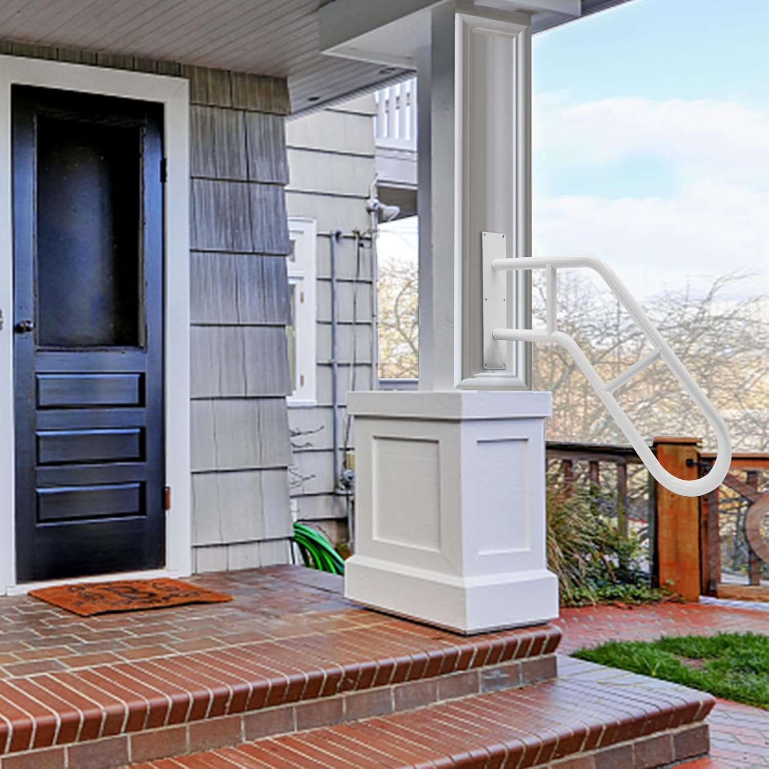 Metal Stair Handrail for 1-3 Steps - Weatherproof and Sturdy - Living Caring