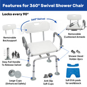 Swivel Shower Chair with Back And Arms