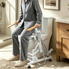 Electric Sit to Stand Lift Toilet Seat with Wooden Arms