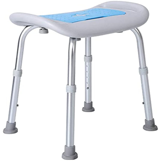 Wide Shower Stool with Non-slip Seat Pad, Height Adjustable